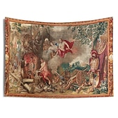 Недорогие Средневековый гобелен-Средневековое гобеленовое искусство Гобелен Средневековья Средневековый винтаж Милле Флер Настенное искусство Большой Мурал Декор Фотографический фон Плед Занавеска Дом Спальня Гостиная Декорация