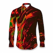 abordables Forme Géométrique-Homme Formes Géométriques Graduel Chemise Chemise boutonnée manche longue Abstrait Usage quotidien Sortie Automne hiver Col rabattu Imprimer Bouton bas Rouge Marine foncé Bleu Violet Orange