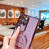 رخيصةأون جراب سامسونج-هاتف غطاء من أجل سامسونج جالاكسي S24 S23 Ultra Plus S23 S22 S22 بلس ألترا ق 21 S21 الترا بلس اس 25 الترا غطاء خلفي حالة الامتزاز المغناطيسي مع ماجسيف دعم الشحن اللاسلكي غير اصفرار بلينغ بريق لامعة TPU
