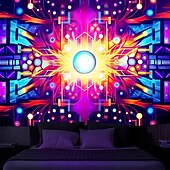זול שטיחי קיר של Blacklight-blacklight שטיח uv תגובתי זוהר בחושך מסיבת ניאון טריפי ערפילי צבעוני מנדלה תלוי שטיח קיר אמנות קיר לחדר שינה בסלון