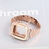 preiswerte Apple Watch-Armbänder-Gliederarmband Kompatibel mit Apple Watch Armband 40mm 41mm 44mm 45 mm mit Fall Herren Schmetterlingsschnalle Edelstahl Ersatzarmband für iwatch Series 9 8 7 6 5 4 SE