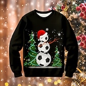 billiga Pojkens 3D Sporter &amp; Spel-Jul Pojkar 3D Fotboll Tröja Pullover Långärmad 3D-tryck Höst Vinter Mode Streetwear Häftig Polyester Barn 3-12 år Utomhus Ledigt Dagligen Normal