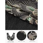 baratos Conjuntos-Retro Vintage Loucos anos 20 Anos 20 Vestido melindroso Roupa Conjunto de acessórios O Grande Gatsby Convidado do casamento Paetês Franjas Lantejoula Franjas Decote V Mulheres Dia Das Bruxas Carnaval