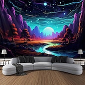 billige Blacklight -billedvev-blacklight billedvev uv reaktiv glød i mørket glød party neon trippy tåkete fjellsopp hengende billedvev veggkunst veggmaleri for stue soverom