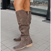 levne Slouch Boots-dámské semišové kozačky nad kolena s huňatým designem – ideální pro podzimní módu, ležérní výlety a outdoorová dobrodružství