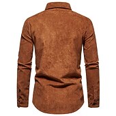 economico camicia da uomo con bottoni-Per uomo Camicia Maglietta informale Camicia di velluto a coste Nero Giallo Rosa Viola Marrone Manica lunga Liscio Bavero Strada Da mare Di base Abbigliamento Di tendenza Comodo