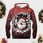 voordelige Jongens 3D Visie &amp; Geometrie-Jongens 3D Kerstman Trui met capuchon Pullover Lange mouw 3D-afdrukken Herfst Winter Modieus Streetwear Stoer Polyester Kinderen 3-12 jaar Buiten Casual Dagelijks Normale pasvorm