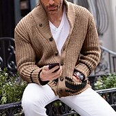 abordables Gilet-Homme Pull Chandail Gilet Cardigan Pull court Tricoter Tricoté Col V Moderne contemporain Casual Usage quotidien Vêtement Tenue Automne Hiver Noir Jaune S M L