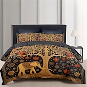 abordables Ensembles de housse de couette-Ensemble de housse de couette à motif d&#039;arbre de vie médiéval, ensemble de literie en coton de luxe doux 3 pièces, décoration de maison, cadeau, housse de couette king queen