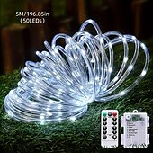 billige vanntette stripelys-1 pakke batteriboks rørstrenglys, 8-modus vanntette utendørs LED-lysstrenger, varmhvit, farget, hvit for hagebelysning, bryllup, fester, trær, jul, julepynt