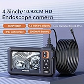olcso Mikroszkópok és endoszkópok-hd borescope 4,3 hüvelykes ips képernyő ellenőrző kamera megvilágított vízálló borescope kamera 16,5 láb félmerev hattyúnyak kamera autók otthoni vízvezeték-szereléséhez