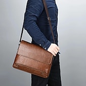 cheap Men&#039;s Bags-Men&#039;s Brown Faux Leather Messenger Bag - Classic Crossbody Design with Adjustable Strap, Perfect for Work or Travel
