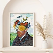ieftine Picturi Faimoase-pictura in ulei van gogh pictura in ulei faimoasa lucrata manual, decor albastru, decor pentru casa cu rama