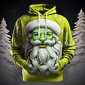 abordables Tenue de Père Noël-Sweat à capuche 3D Père Noël pour homme, motif graphique, mode Père Noël, impression 3D, sport, extérieur, vacances, jaune foncé, rouge, manches longues, capuche, poche avant, printemps&amp;amp;chemise