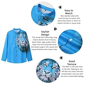 cheap Animal Print-Men&#039;s Animal Tiger Shirt Button Up Shirt Long Sleeve Fashion Streetwear Designer Outdoor Casual Daily Summer Spring Fall Stand Collar Print Blue-Green Red Blue Orange Green
