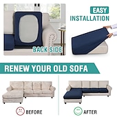 baratos Capa para assento de Sofá &amp; Apoios de Braços-Capas de sofá seccionais, capas de sofá em forma de l antiderrapantes elásticas, capas de almofada de assento de sofá separadas, capa de chaise-longue para sofá secional esquerdo/direito de 2/3