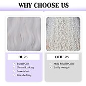 abordables Perruques Synthétiques Sans Bonnet-cheveux fantaisie longs perruques blanches pour femmes blanc longue perruque ondulée bouclée partie centrale perruque synthétique perruque blanche pour le cosplay quotidien d&#039;Halloween 24 pouces