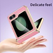 halpa Samsung-kotelot-puhelin Etui Käyttötarkoitus Samsung Galaxy Z Flip 5 Takakuori Iskunkestävä aitoa nahkaa