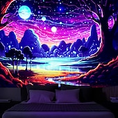 billige Blacklight -billedvev-blacklight billedvev uv reaktiv glød i mørket glød party neon trippy tåkete fjellsopp hengende billedvev veggkunst veggmaleri for stue soverom