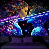 olcso Feketeművilágítás-blacklight gobelin uv reaktív világít a sötétben ragyogás buli neon trippy ködös párbaj női akasztós gobelin fali művészeti falfestmény nappali hálószobába