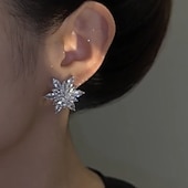 economico Orecchini-Per donna Zirconi Orecchini a bottone Gioiellerie Classico Prezioso Forma di fiore Moda Semplice Orecchini Gioielli Argento Per Regalo Festival 1 paio