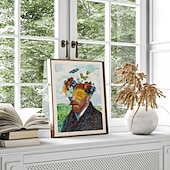 ieftine Picturi Faimoase-pictura in ulei van gogh pictura in ulei faimoasa lucrata manual, decor albastru, decor pentru casa cu rama