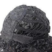 cheap Black &amp; African Wigs-Black 14 Inch Afro Curly Kinky Hair Wigs With Side Bangs For Women Synthetic Fiber Kinky Curly Wigs Natural Looking Hair Wigs
