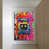 preiswerte Straßenkunst-Hang-Ölgemälde Handgemalte Vertikal Pop-Art Straßenkunst Vintage Modern Fügen Innenrahmen