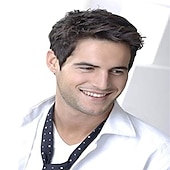 cheap Mens Wigs-Mens Wig Short Drak Brown Wigs Layered Natural Cosplay Party Costume Hair Full Wig for Male Guy