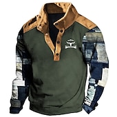 economico Felpe 3D da uomo-Per uomo Pop art Color Block Cowboy Felpe Felpa Manica lunga Felpa Colletto alla coreana Giornaliero Informale Vintage retrò Stampa 3D Da mare Sportivo Per eventi Stampa Primavera &amp; Autunno
