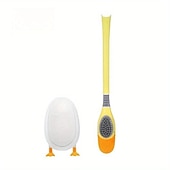 abordables brosse de toilette-Brosse de toilette en forme de canard plongeant, manche long en plastique non mort en silicone avec base, brosse douce pour salle de bain domestique, brosse de nettoyage de toilettes accroupies, fournitures de nettoyage, outil de nettoyage