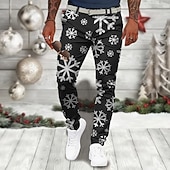 economico Abito da scena natalizia-pantaloni da uomo con stampa scena natalizia fiocco di neve business casual stampa 3d pantaloni eleganti da esterno abbigliamento quotidiano streetwear poliestere vino nero blu s m l pantaloni