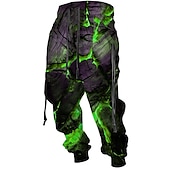 cheap Sweatpants-Crack Abstract Men&#039;s 3D Print Sweatpants Joggers Pants Trousers Outdoor Street Casual Daily Polyester Red Blue Purple S M L Mid Waist Elasticity Pants