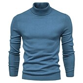 お買い得  男性用プルオーバーセーター-男性用 タートルネックセーター プルオーバーセーター ニットセーター リブ ニット レギュラー ニット 平織り タートルネック 保温 現代コンテンポラリー デイリーウェア お出かけ 衣類 秋 冬 ブラック イエロー S M L