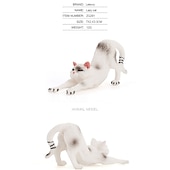 cheap Building Toys-PVC Solid Simulation Pet Cat Model Black And White Cat Stretched Lazily Cat Playing With Cat Tabletop Decoration Small Ornaments