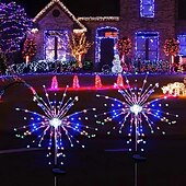 olcso Pathway Lights &amp; Lanterns-2db napelemes kert 8 világítási módú csillagsugárzó lámpák, vízálló napenergiával működő tűzijáték lámpák kültéri dekorációhoz, 120 led csillagszóró füzér az udvari ösvényen, Valentin-napi parti