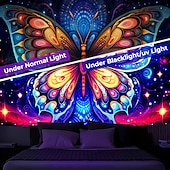 levne Tapiserie Blacklight-blacklight gobelín uv reaktivní záře ve tmě záře party neon trippy mlhavý motýl závěsný gobelín nástěnná malba pro obývací pokoj ložnice