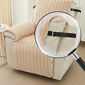 abordables Funda de sofá-Fundas de peluche de conejo para sillón reclinable grande, funda de asiento reversible, protector lavable con correas elásticas ajustables para niños y mascotas