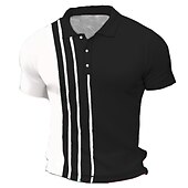 voordelige Klassieke polo voor heren-Voor heren Wafel poloshirt Golfshirt Werk Straat Polo kraag Klassiek Korte mouw Modieus Casual Gestreept Knoop voorzijde Zomer Lente Lente zomer Normale pasvorm Zwart Blozend Roze Leger Groen blauw