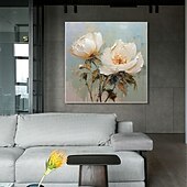 preiswerte Blumen-/Botanische Gemälde-Handgefertigtes Ölgemälde auf Leinwand, Wandkunst-Dekor, originales Blumengemälde in voller Größe für die Inneneinrichtung mit gespanntem Rahmen, ohne Innenrahmen-Gemälde