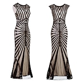 economico Vestiti-Anni Ruggenti Anni 1920 Abito da cocktail Abito Flapper Vestito Costume da festa Il grande Gatsby Paillettes Scollo a V Per donna Natale Halloween Capodanno Matrimonio Feste Ospite di nozze Adulti