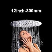 זול מקלחת גשם-ראש מקלחת 12/10/8/6 אינץ&#039; נירוסטה דק במיוחד ראשי מקלחת מפל מים עגולים ראשי מקלחת ראש גשם גשם אביזרי אמבטיה