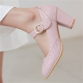 preiswerte Block Heels-Weiße Mary-Jane-Pumps im Vintage-Stil für Damen – Retro-Brogue-Pumps mit gewelltem Riemen und Blockabsatz, elegante Abendschuhe für Hochzeiten und besondere Anlässe