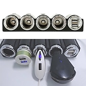 voordelige Bluetooth autokit/handsfree-multifunctionele 4-weg 12v-24v sigarettenaansteker-splitter multi-socket dubbele usb-stekkerlader