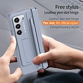 cheap Samsung Cases-Phone Case For Samsung Galaxy Z Fold 6 Z Fold 5 Z Fold 4 Back Cover with Stand Holder with Screen Protector with S Pen Solid Color PC PU Leather