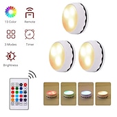 tanie Światła krążkowe-Oświetlenie ledowe 3/6 sztuk oświetlenie podszafkowe 13 kolorów reflektor led na podczerwień rgb dotykowy szafka ściemnianie otoczenia lampka nocna pat hockey light timer z pilotem