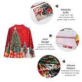 お買い得  クリスマスツリーの衣装-クリスマス メンズ クリスマスツリー 3D ジッパー ポロ ゴルフ ツリー グラフィック プリント スノーフレーク ターンダウン レッド 3D プリント ストリート 長袖 ジッパー プリント 衣類 アパレル ファッション デザイナー カジュアル ソフト