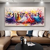 voordelige Schilderijen van mensen-groot dansend meisje schilderij op canvas handbeschilderd muurdecor kleurrijke vrouwen muurkunst extra groot canvas moderne huisdecoratie danser canvas kunst huis kamer decor geen frame