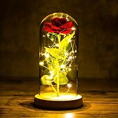 cheap Decorative Lights-Eternal Rose LED Light: Add a Romantic Glow to Your Home with a Foil Flower Table Lamp - Perfect for Room Decor, Wedding Favors, Valentines Day Gift, Girlfriend Night Lights!