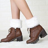 cheap Home Socks-Autumn and Winter Short Style Cuffed Plush Insulation Socks and Boots Cover for Women&#039;s Knitted Wool Leg Protectors